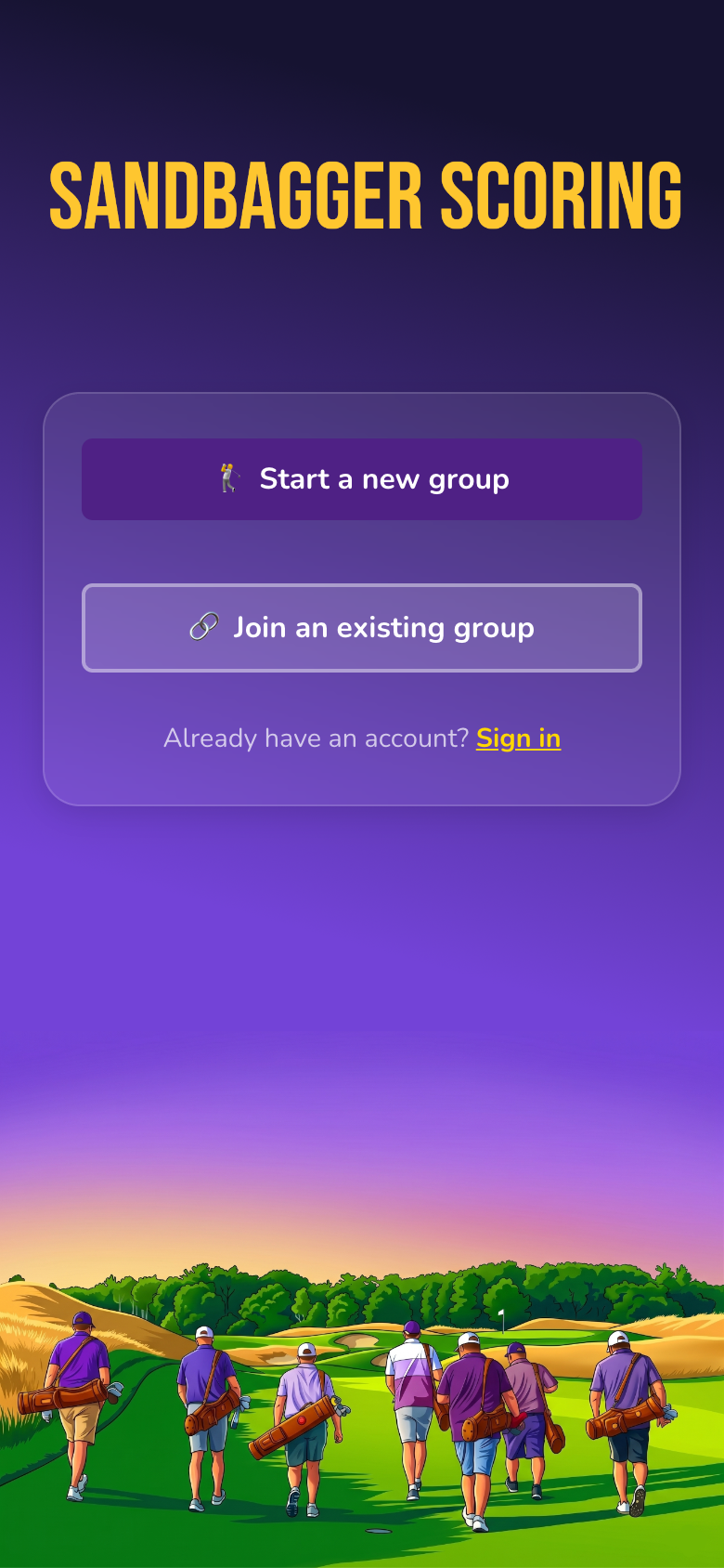 Sign up chooser screen